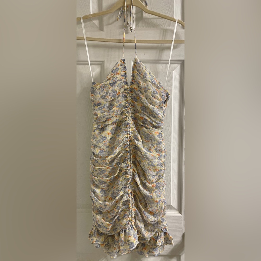 Floral Ruched Mini Dress Small - Picture 5 of 8